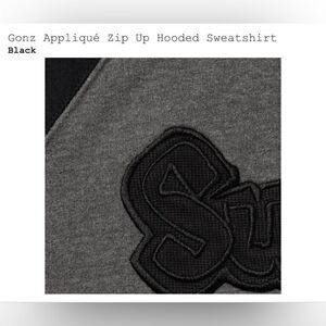 Gonz Appliqué Zip Up Hooded Sweatshirt “black”